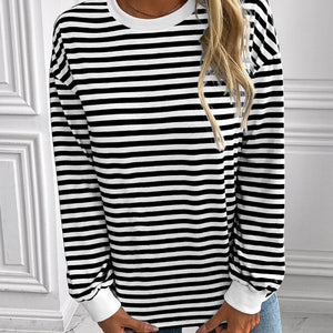 Ivy Lane Striped Round Neck Long Sleeve Sweatshirt