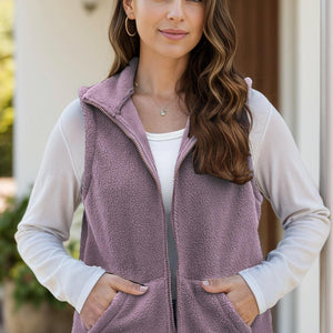 Zip Up Vest Coat with Pockets