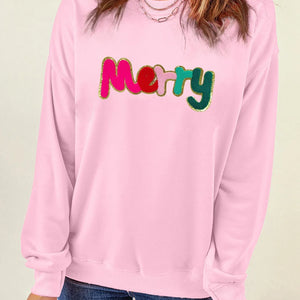 MERRY Round Neck Long Sleeve Sweatshirt