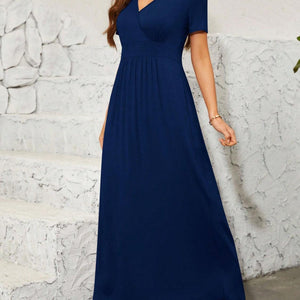 Surplice Short Sleeve Maxi Dress