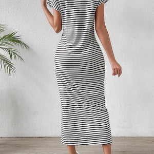 Honey Tied Striped Round Neck Short Sleeve Tee Dress