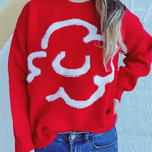 Contrast Round Neck Long Sleeve Sweater