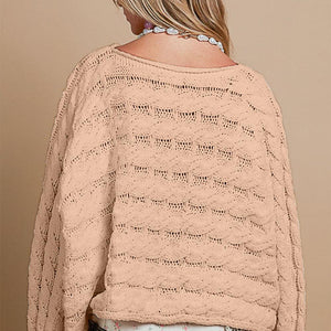 POL Round Neck Cable Knit Cropped Sweater