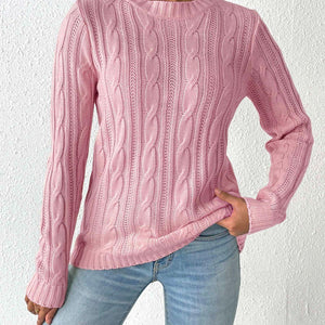 Cable-Knit Round Neck Sweater