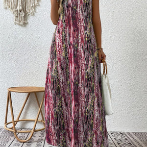 Full Size Printed Scoop Neck Maxi Cami Dress