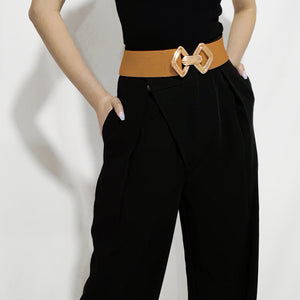 Geometric Buckle Elastic Wide Belt