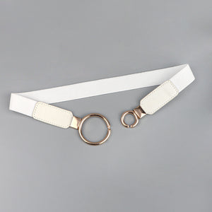 Double Ring Buckle Elastic PU Belt