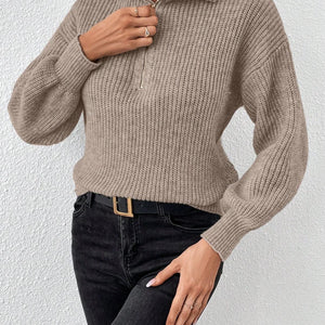 Honey Half Zip Dropped Shoulder Sweater