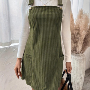 Pocketed Wide Strap Overall Dress