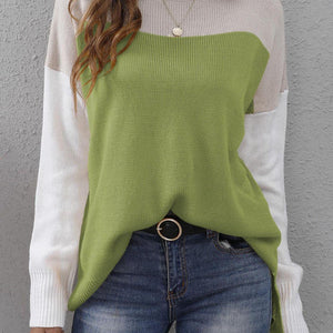 Color Block Round Neck Sweater