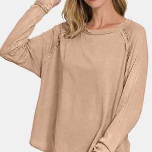 Zenana Round Neck Thumbhole Long Sleeve T-Shirt