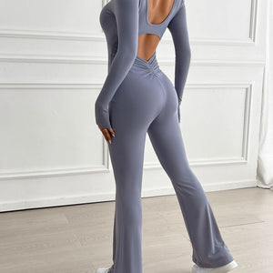 Devine Cutout Scoop Neck Long Sleeve Jumpsuit