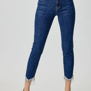 RISEN Full Size Embellished Mid Rise Crop Skinny Jeans