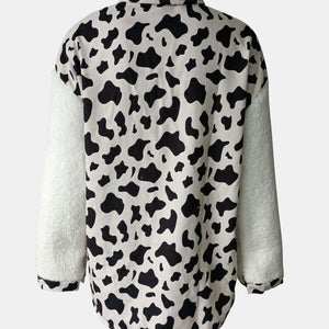 Fuzzy Button Up Long Sleeve Jacket