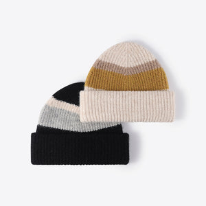 Tricolor Cuffed Knit Beanie