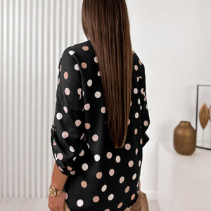 Printed Collared Neck Roll-Tab Sleeve Shirt