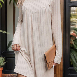 Perfee Round Neck Long Sleeve Mini Dress