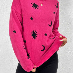 Patterned Drop Shoulder Sweater