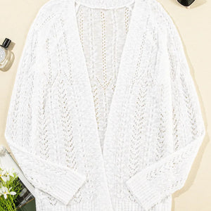 Openwork Open Front Long Sleeve Cardigan