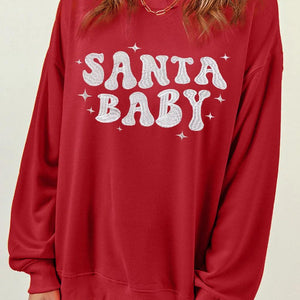 SANTA BABY Round Neck Long Sleeve Sweatshirt