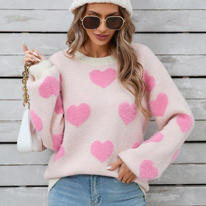 Angel Wings Heart Dropped Shoulder Long Sleeve Sweater