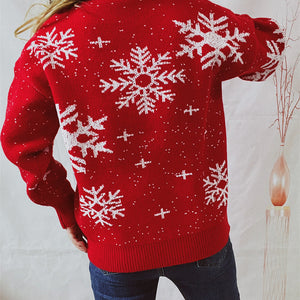 Snowflake Pattern Dropped Shoulder Sweater