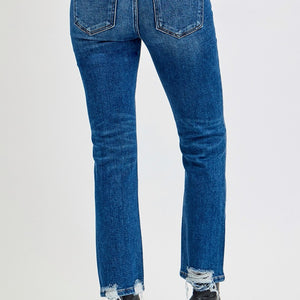 RISEN Full Size High Rise Distressed Crop Straight Jeans