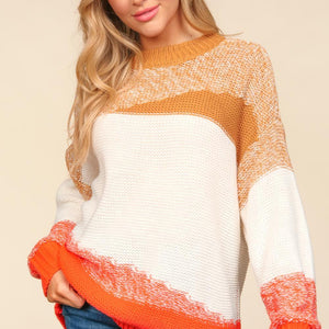 Haptics Color Block Long Sleeve Sweater