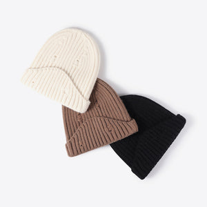 Distressed Rib-Knit Beanie