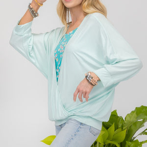 Celeste Full Size Floral Round Neck Top with Two Layer Detail