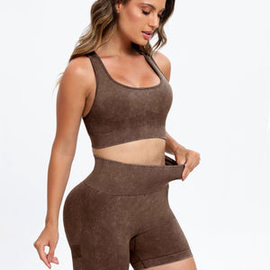 Scoop Neck Wide Strap Top and Shorts Active Set