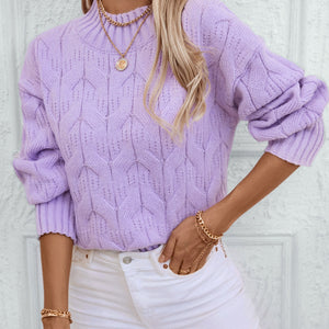 Cable Knit Mock Neck Long Sleeve Sweater