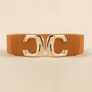 Zinc Alloy Buckle Elastic Wide Belt