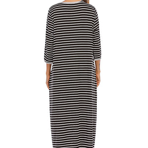 Round Neck Three-Quarter Sleeve Midi Night Dress