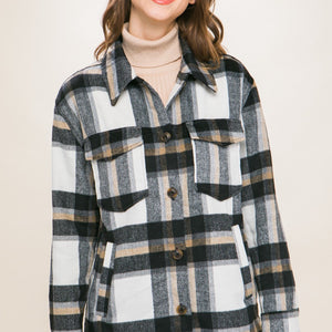 Love Tree Plaid Button Up Shacket