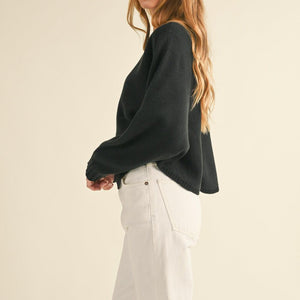 Mable Round Neck Dolman Sleeve Cropped Sweater