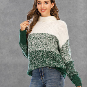 Angel Wings Color Block Turtleneck Sweater