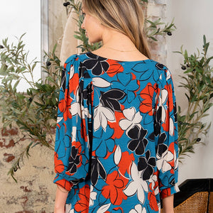 Sew In Love Full Size Printed Boat Neck Blouse