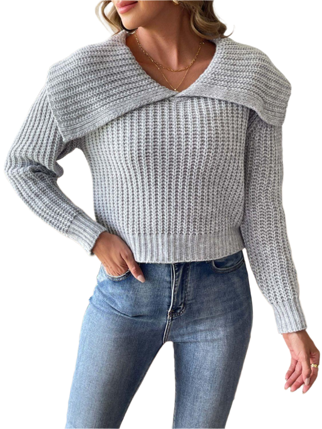 Cable-Knit Long Sleeve Sweater