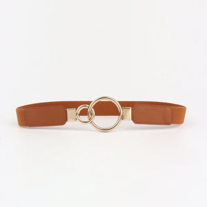 Double Ring Buckle Elastic PU Belt