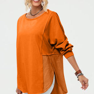 Double Take Full Size Long Sleeve High-Low T-Shirt