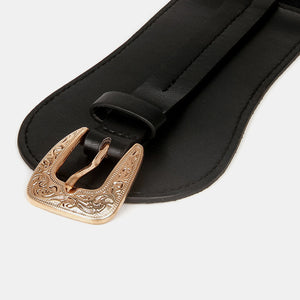 Wide Elastic Belt with Alloy Buckle