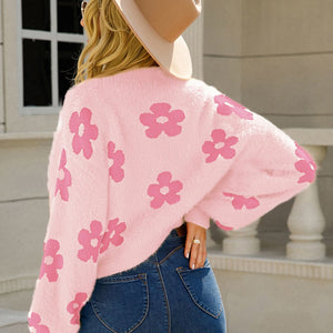 Angel Wings Flower Open Front Long Sleeve Cardigan