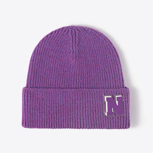 Letter N Patch Cuffed Knit Beanie