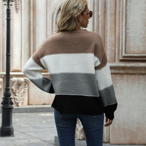 Angel Wings Color Block Round Neck Sweater