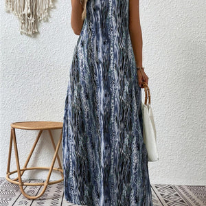 Full Size Printed Scoop Neck Maxi Cami Dress