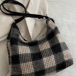 Plaid Adjustable Strap Handbag