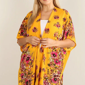 Plus Size Floral Print Kimono