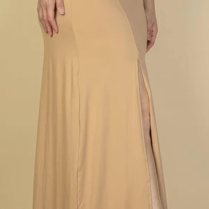 Plus Size Plunge Neck Thigh Split Maxi Dress