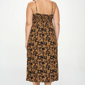 Plus Botanical Print Front Tie Maxi Dress